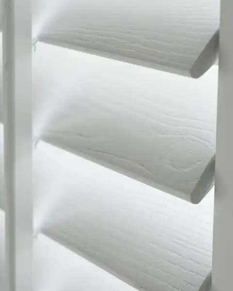 Close up of Ashwood grain on a hardwood shutter